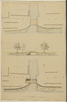 216209 Plattegrond van de bestaande houten brug en een tweede plattegrond met opstand van het ontwerp voor een ...